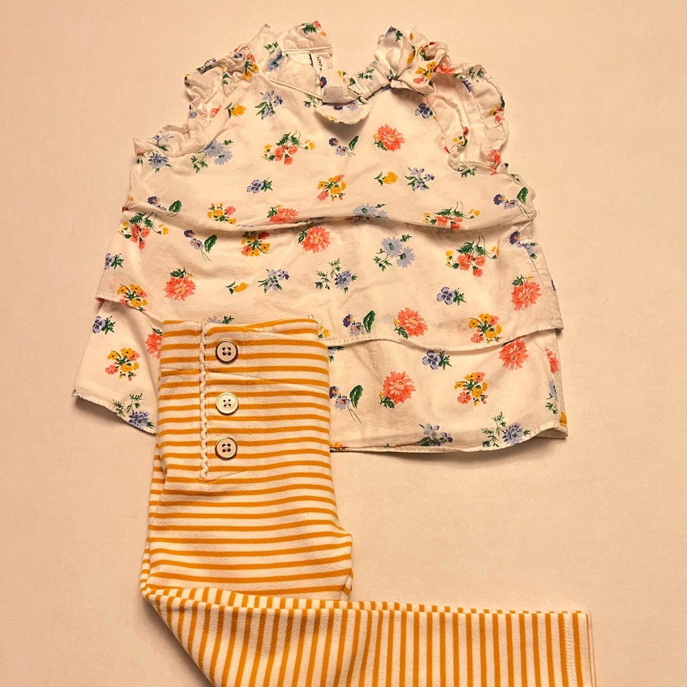 Janie and Jack girls outfit in white and yellow.